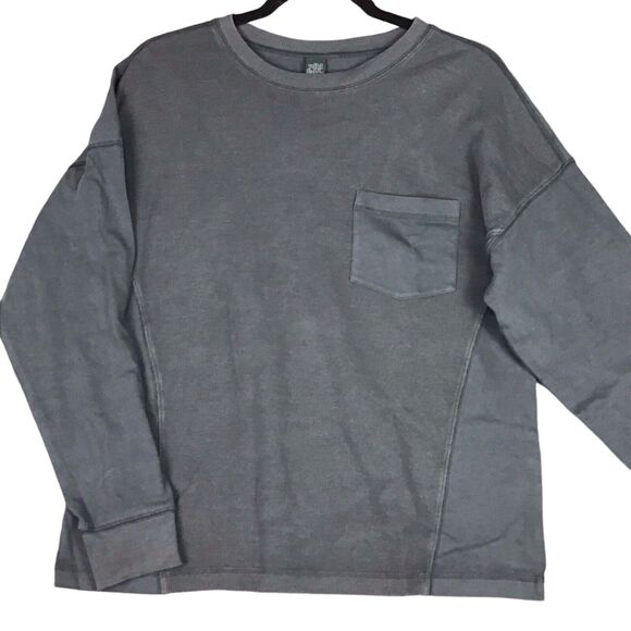 Wild Fable Womens Size M Pullover Sweatshirt Dark Gray Long Sleeve Crew Pocket - Picture 9 of 12